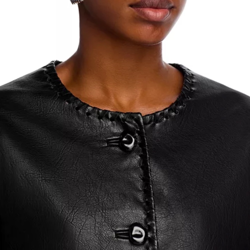 Rails - Faux Leather Cropped Jacket - Black Sz M "Nevina" - Picture 3 of 10